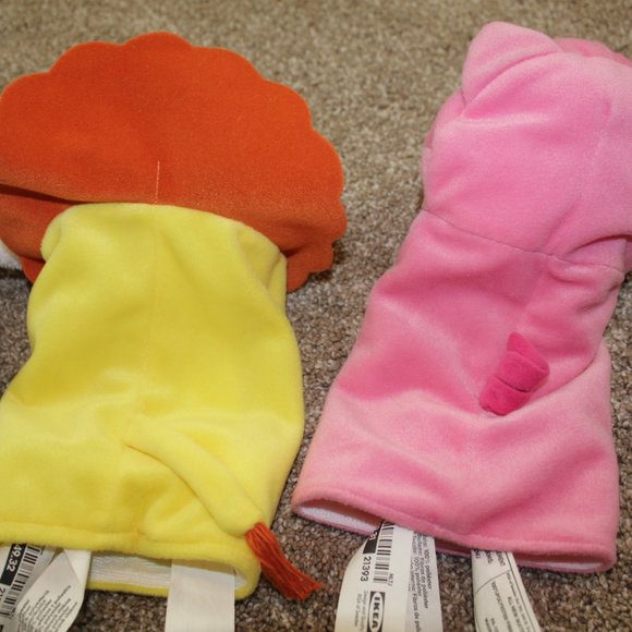 Ikea Hand Puppets Lot Horse Sheep Lion Pig Farm Animals Brown White Yellow Pink - Picture 5 of 7
